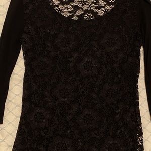 Black 3/4 sleeve top with lace back